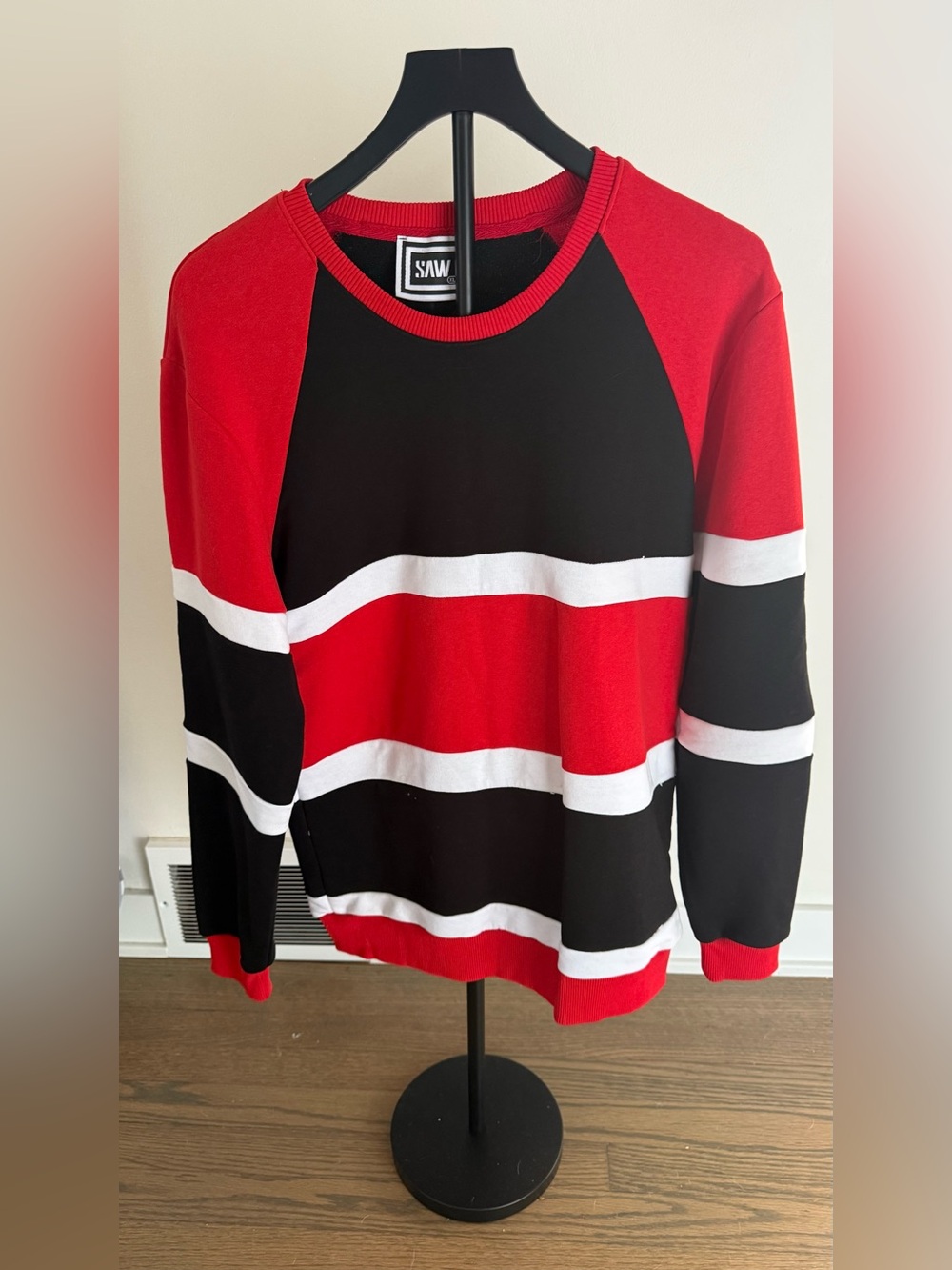 Red & Black Striped Men's Cardigan Sweater